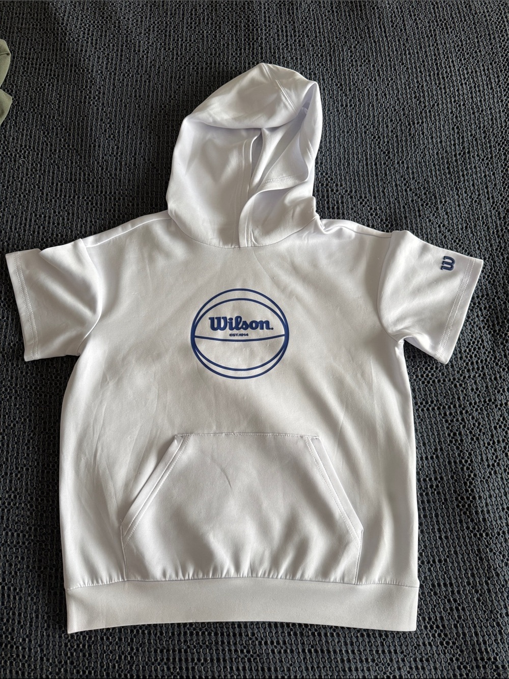Wilson White Kids Hooded Swim Shirt with Navy Logo